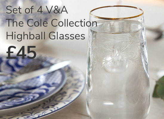 Set of 4 V&A The Cole Collection Highball Glasses